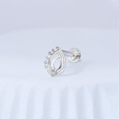 Leaf Curve Silver Nose Pin