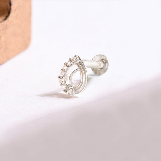 Leaf Curve Silver Nose Pin