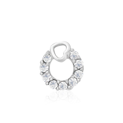 Heart Loop CZ Silver Nose Pin