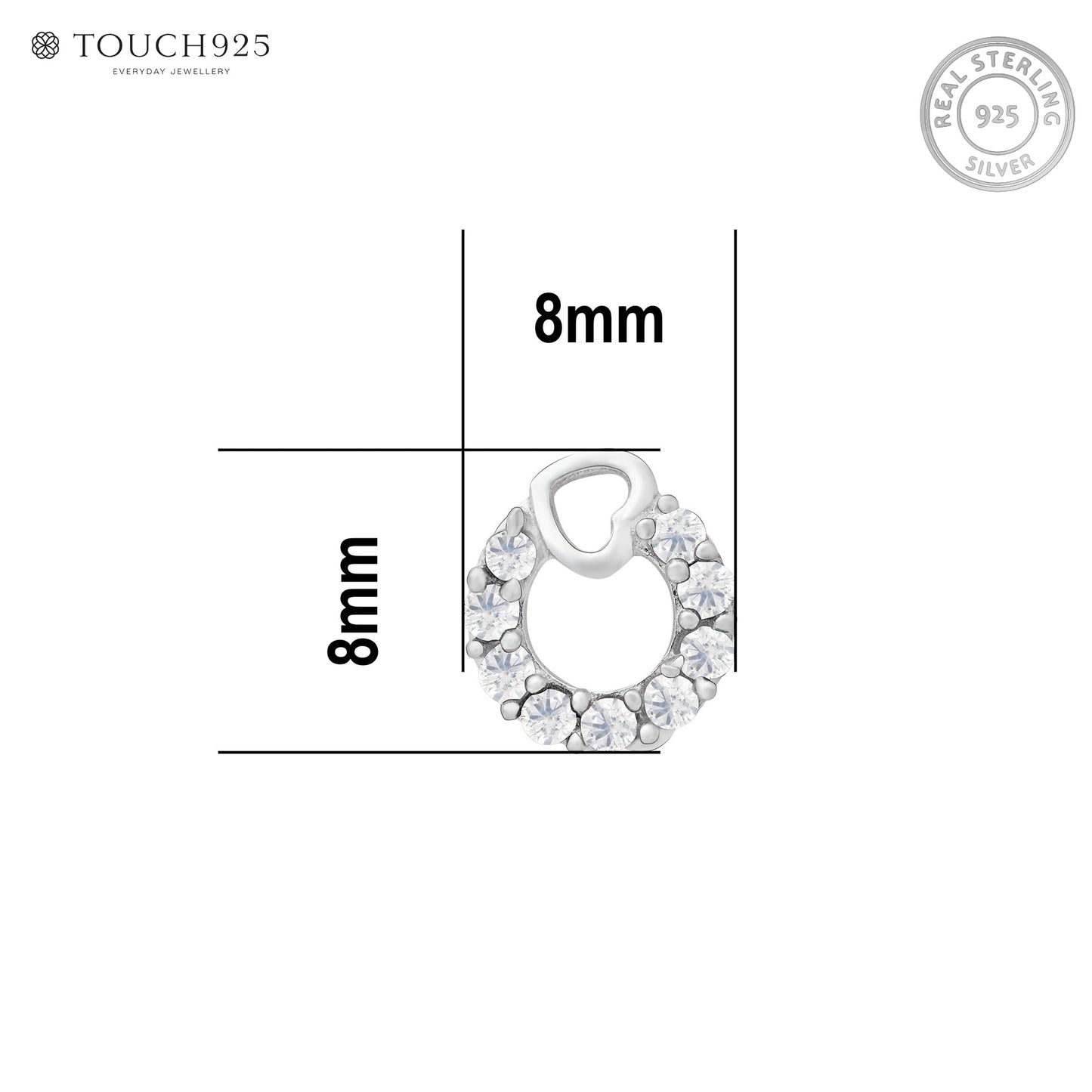 Heart Loop CZ Silver Nose Pin