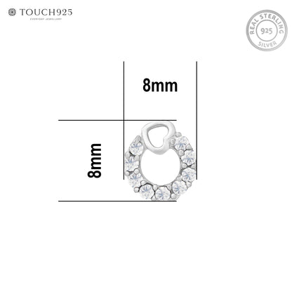 Heart Loop CZ Silver Nose Pin