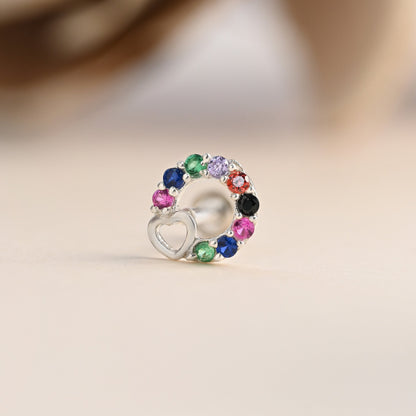 Heart Loop CZ Silver Nose Pin