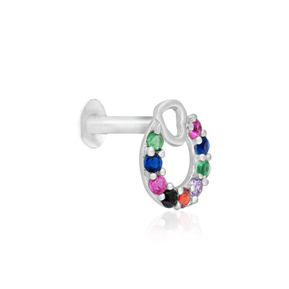 Heart Loop CZ Silver Nose Pin
