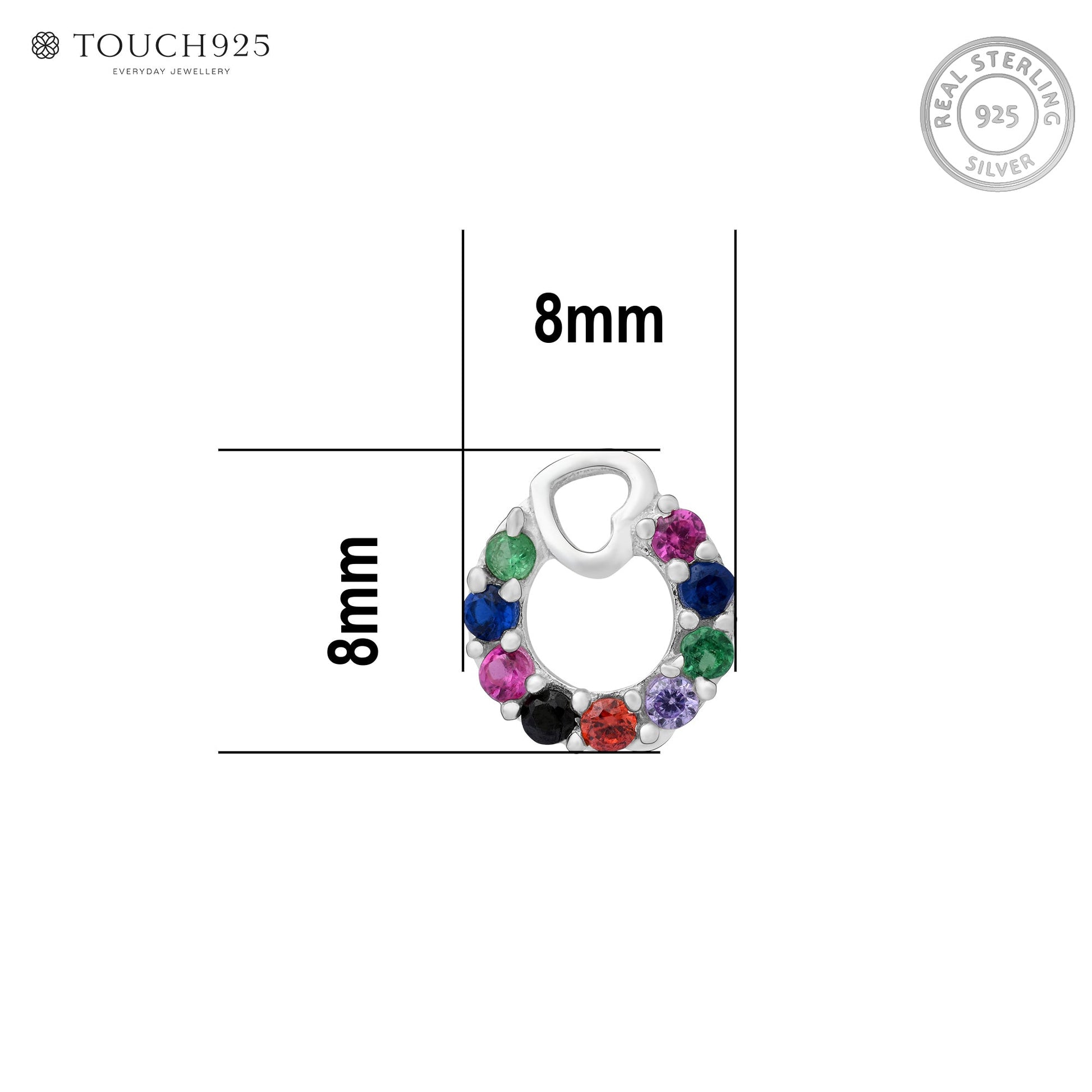 Heart Loop CZ Silver Nose Pin
