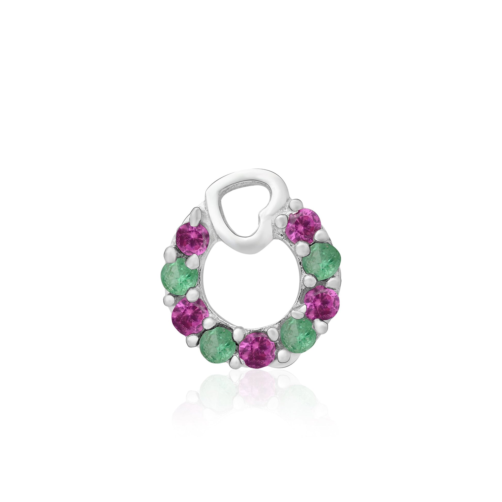Heart Loop CZ Silver Nose Pin