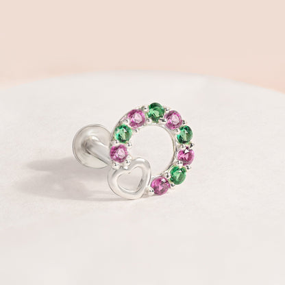 Heart Loop CZ Silver Nose Pin
