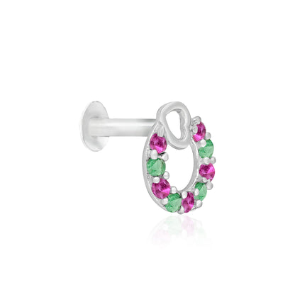 Heart Loop CZ Silver Nose Pin