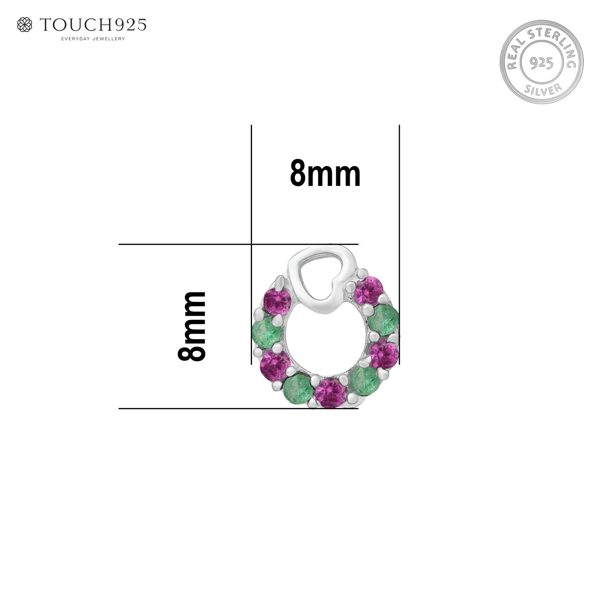 Heart Loop CZ Silver Nose Pin