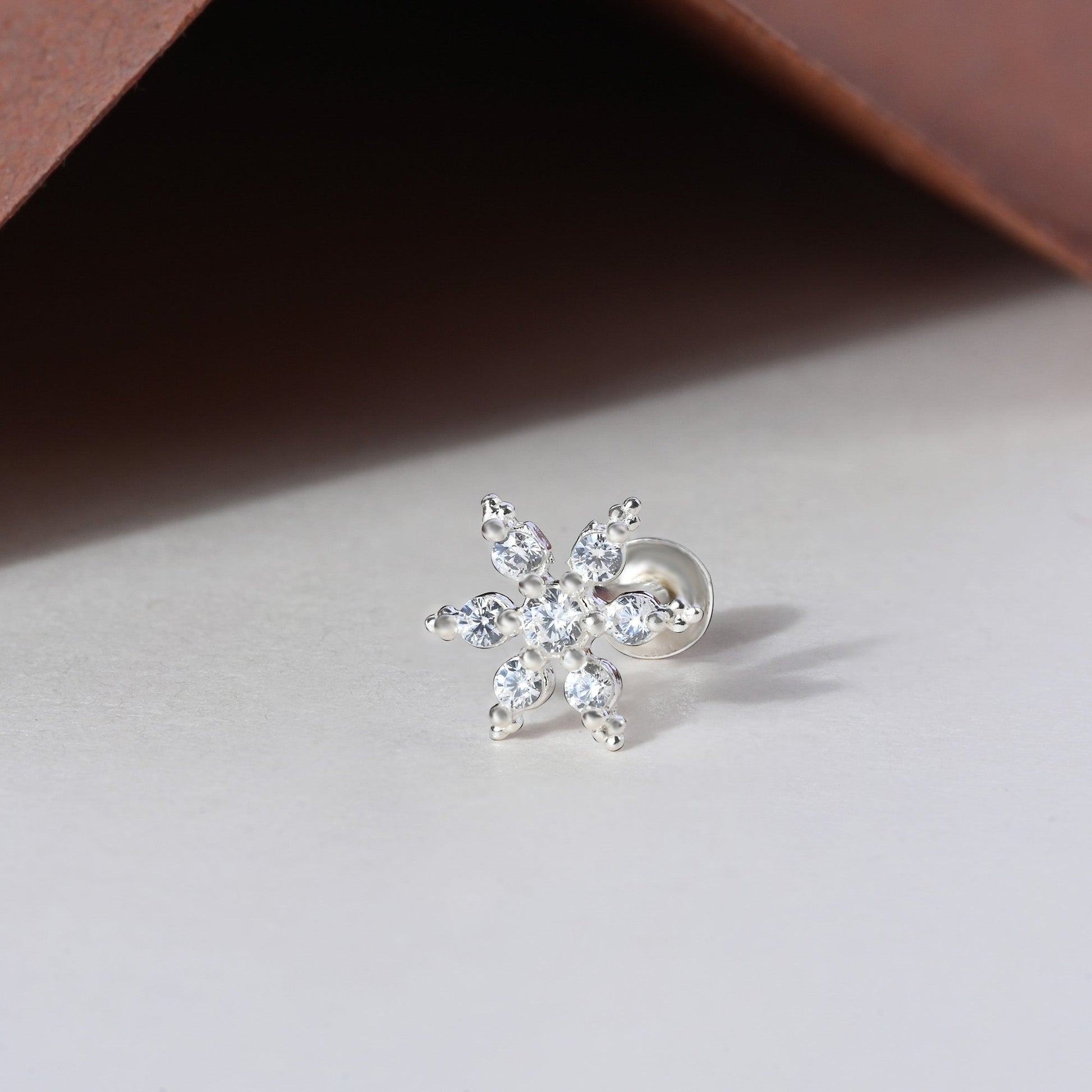 Starburst CZ Silver Nose Pin