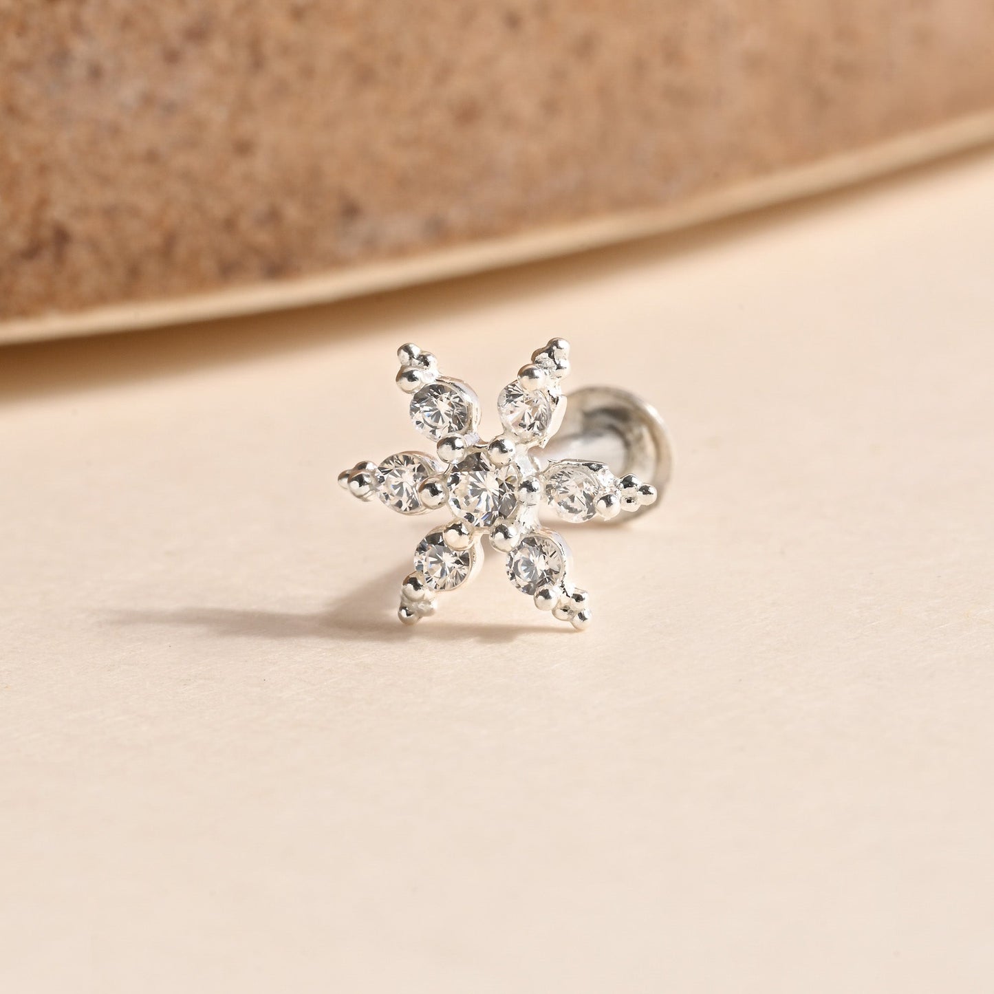 Starburst CZ Silver Nose Pin
