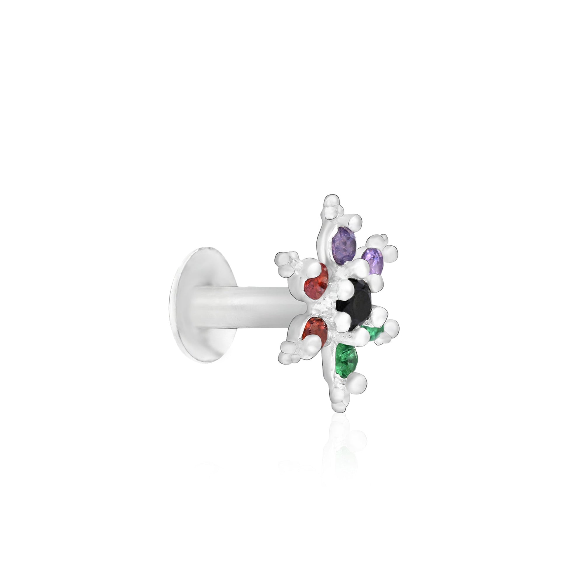 Starburst CZ Silver Nose Pin