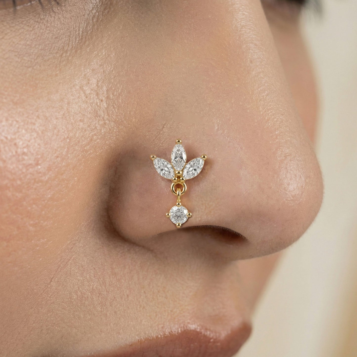Marquise Bloom Nose Pin