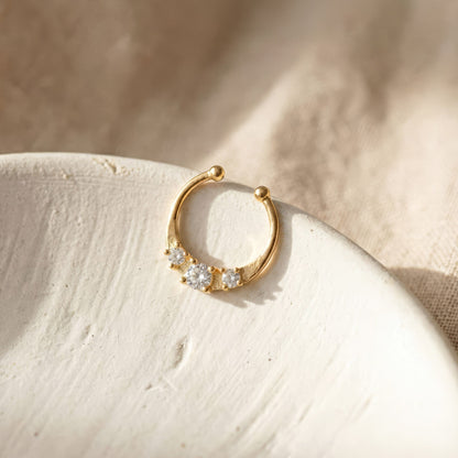 Minimal CZ Arc Septum Nose Ring