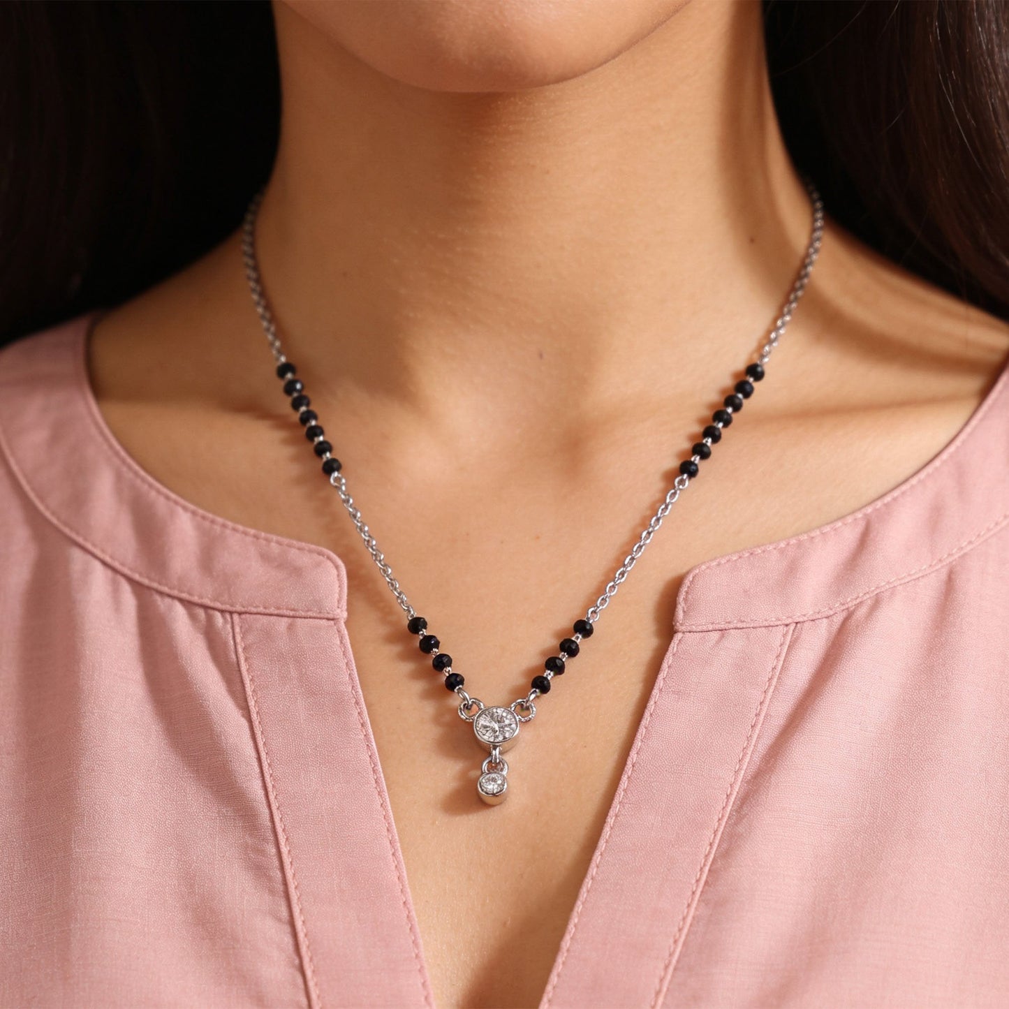 Dual Solitaire Drop Zircon Mangalsutra