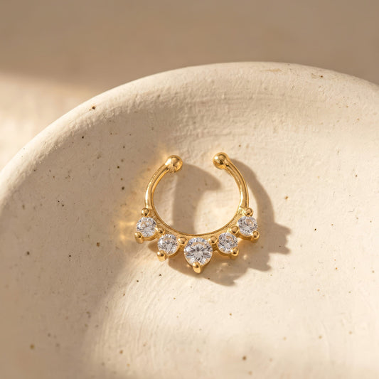 Crown CZ Septum Nose Ring
