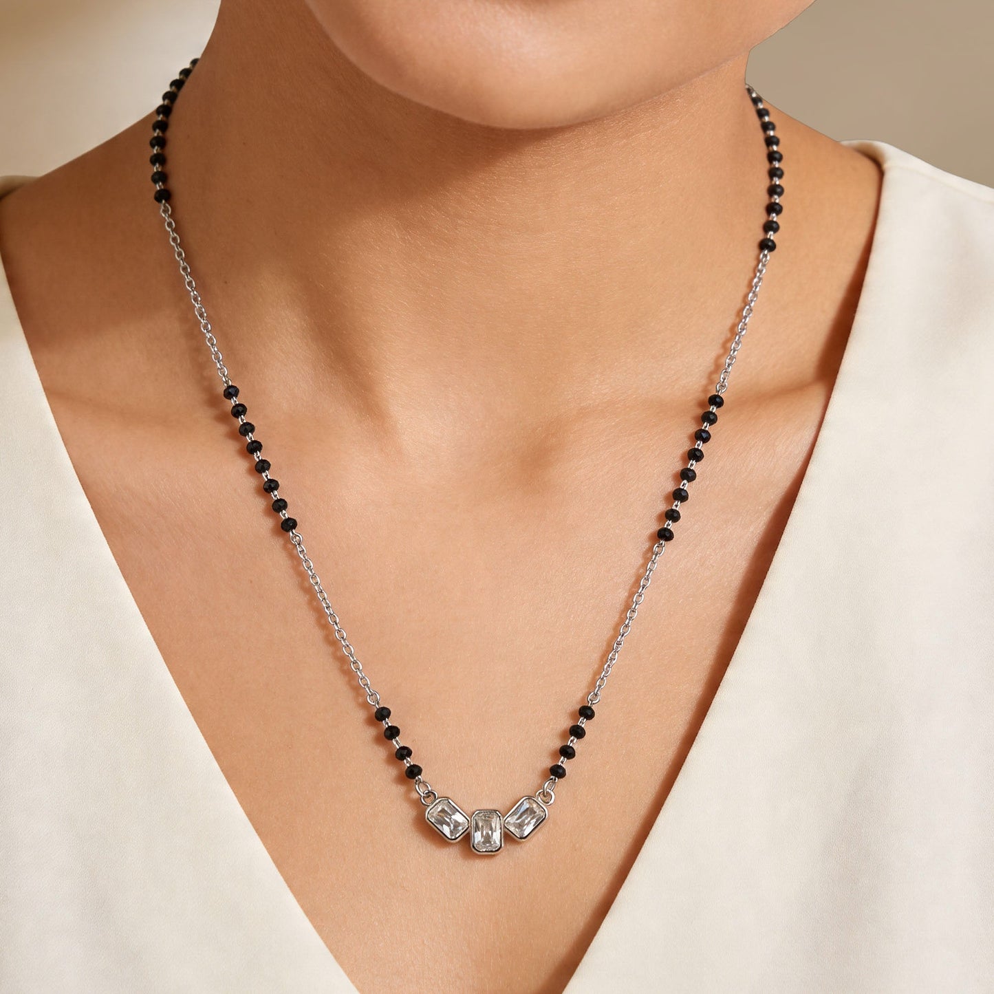 Triple Baguette Zircon Mangalsutra