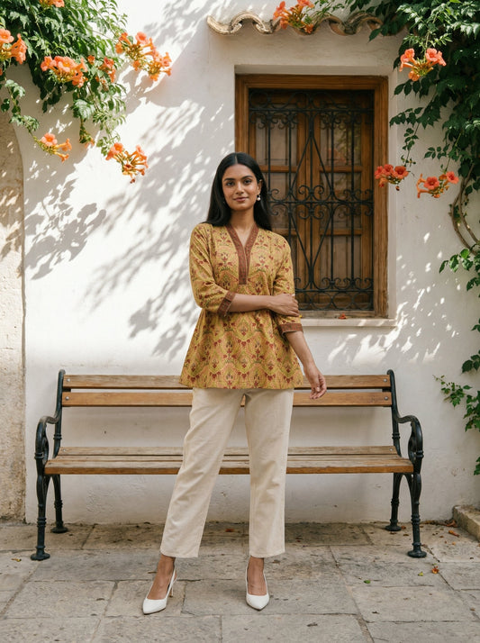 Pastel Hues Mustard Brown Top