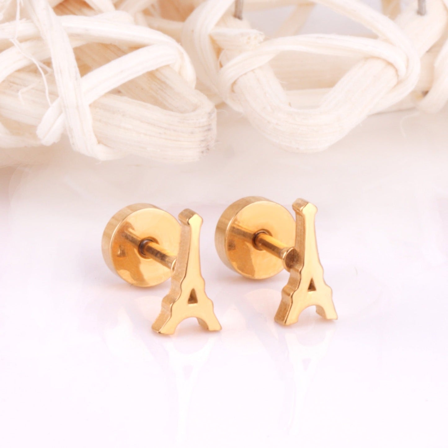 Eiffel Tower 18K Gold Plated Children's Earrings - Twisty Locks  - Kids and Women Hair Accessories, Fashion Clothing and Jewellery India