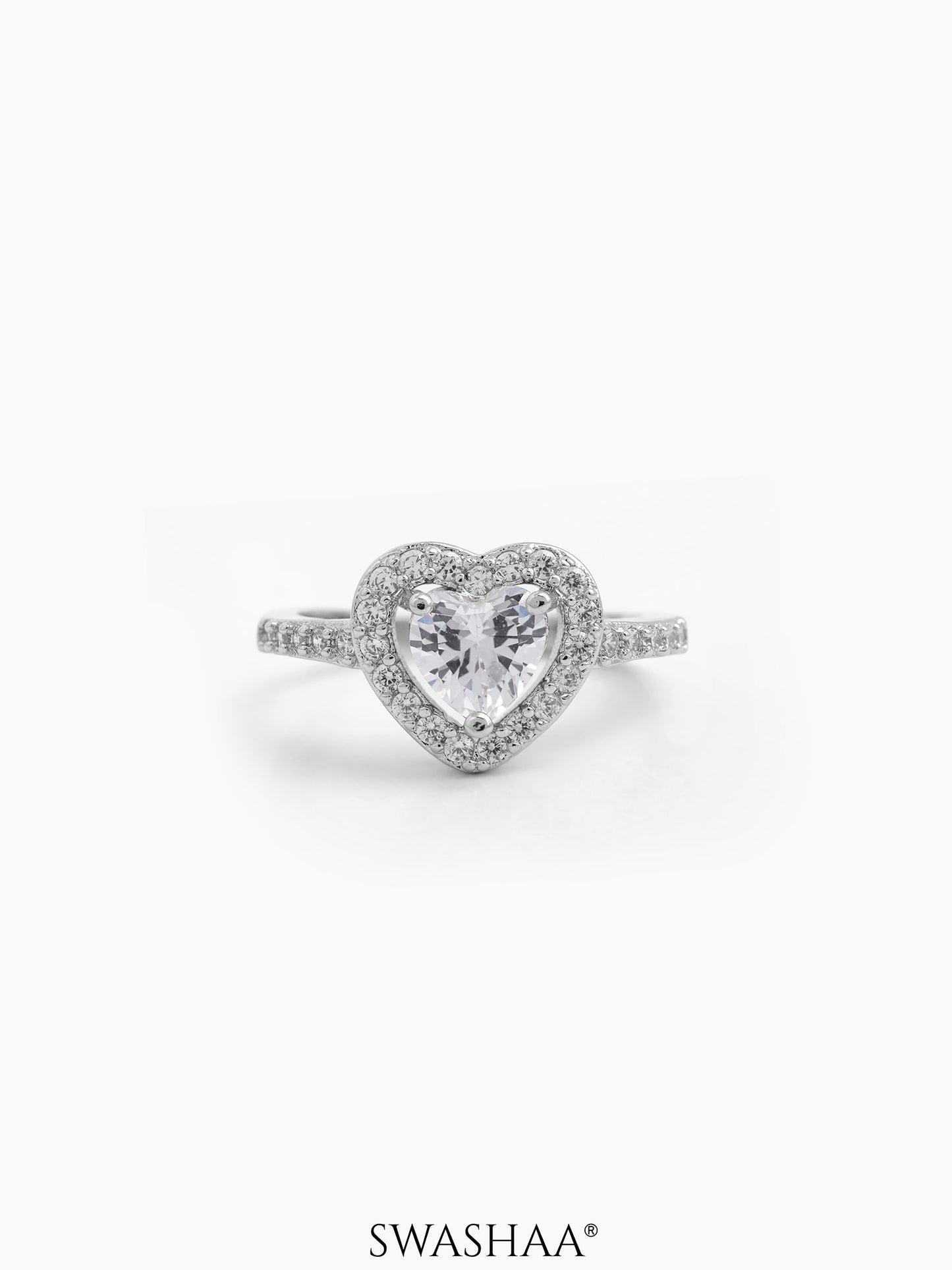 Eiro Heart Silver Diamond Solitaire Women's Ring