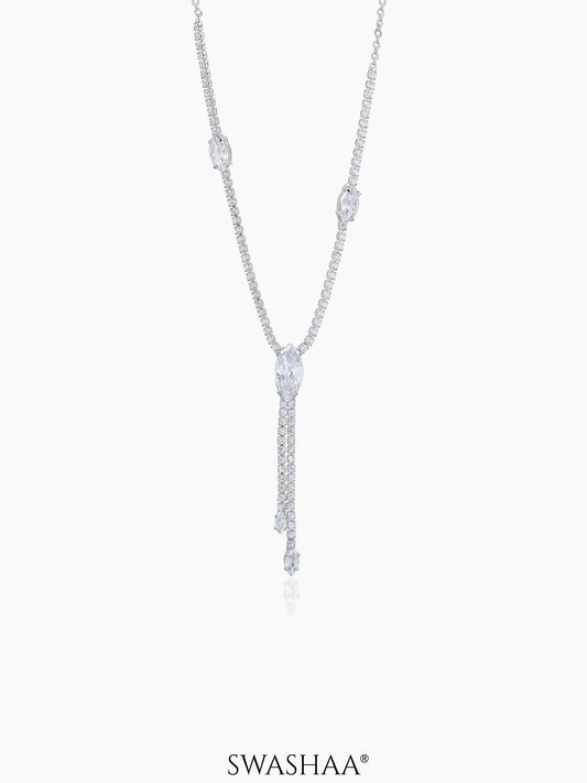 Elsie Oval Crystal Drop Y-shaped Chain Pendant Necklace 