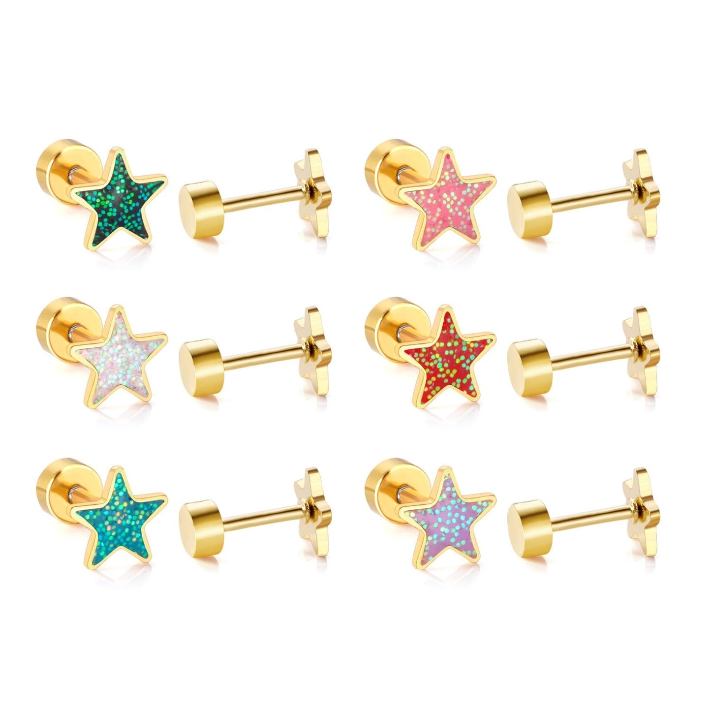 Emerald Star 18K Gold Plated Children's Earrings - Twisty Locks  - Kids and Women Hair Accessories, Fashion Clothing and Jewellery India
