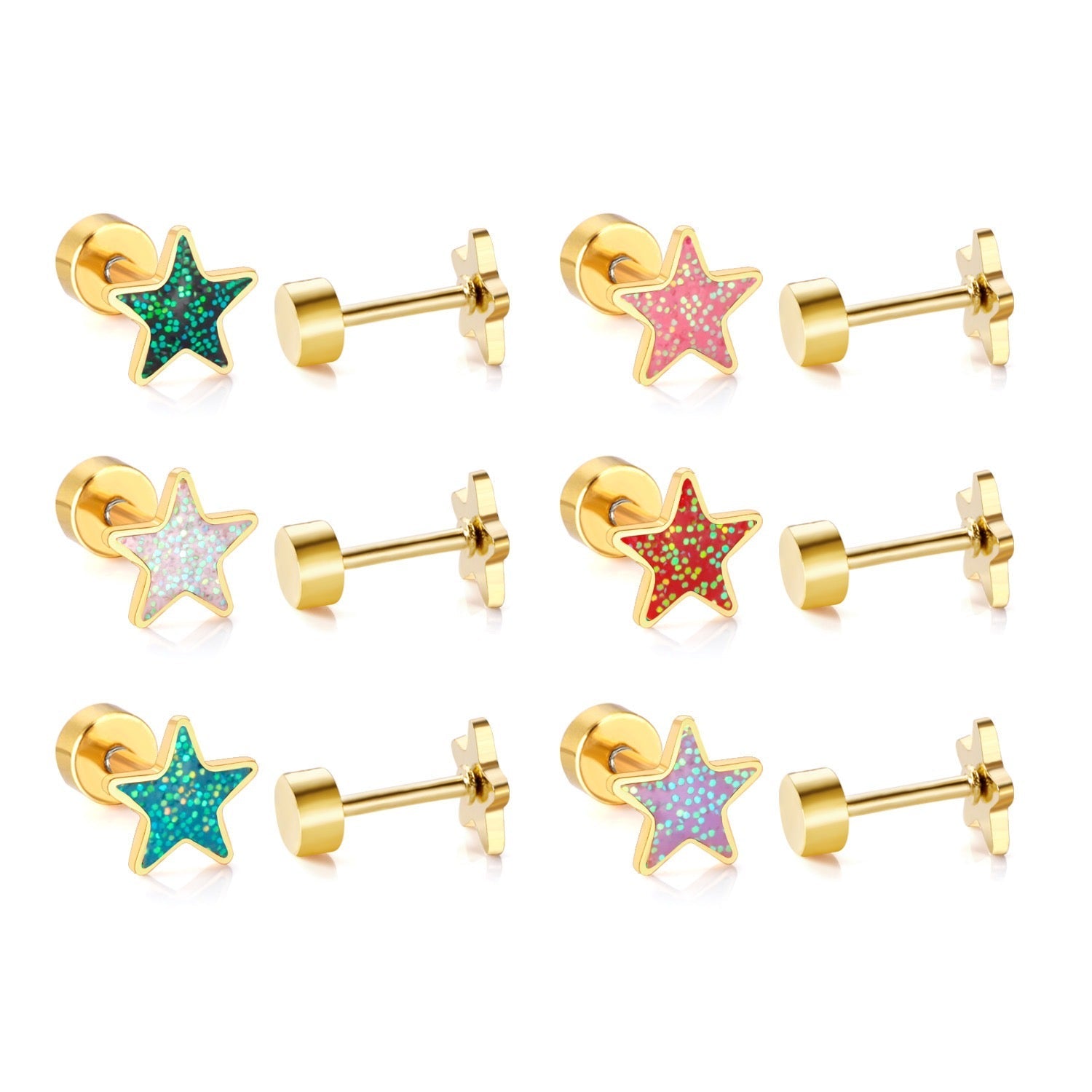 Emerald Star 18K Gold Plated Children's Earrings - Twisty Locks  - Kids and Women Hair Accessories, Fashion Clothing and Jewellery India