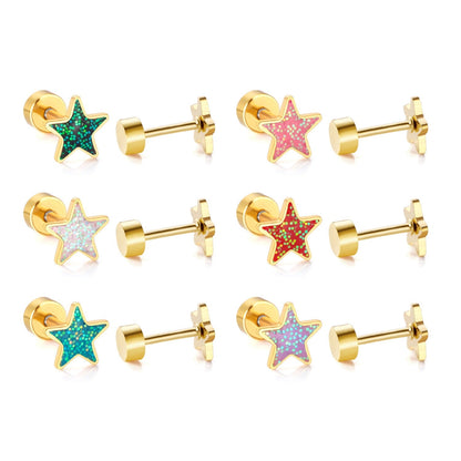 Emerald Star 18K Gold Plated Children's Earrings - Twisty Locks  - Kids and Women Hair Accessories, Fashion Clothing and Jewellery India