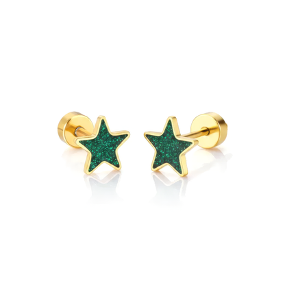 Emerald Star 18K Gold Plated Children's Earrings - Twisty Locks  - Kids and Women Hair Accessories, Fashion Clothing and Jewellery India