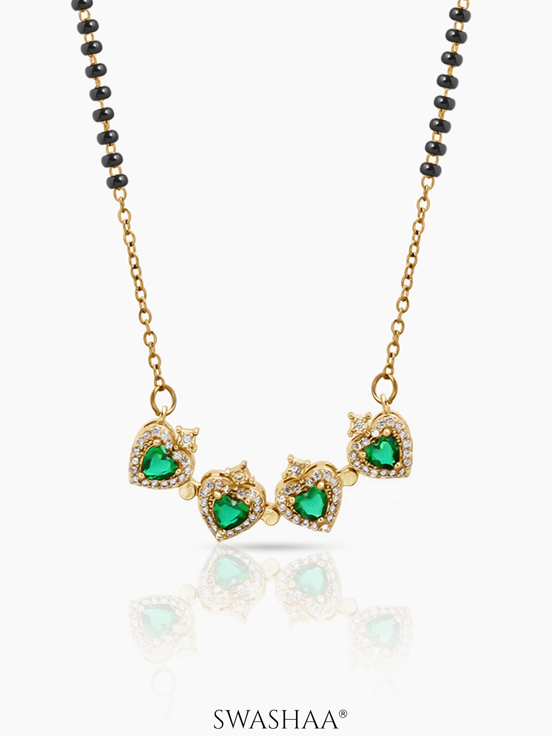 Emerald Shiny Clover Mangalsutra - Swashaa