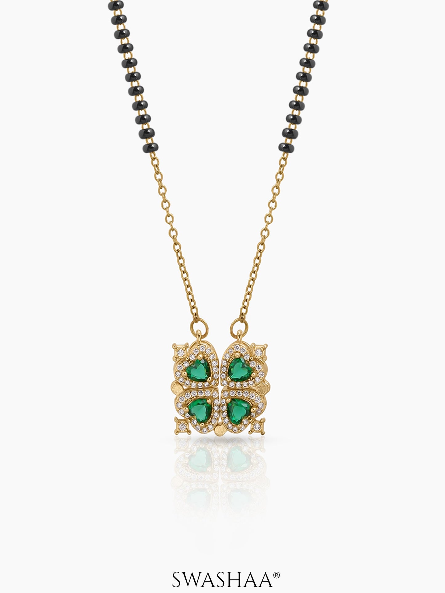 Emerald Shiny Clover Mangalsutra - Swashaa