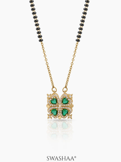 Emerald Shiny Clover Mangalsutra - Swashaa