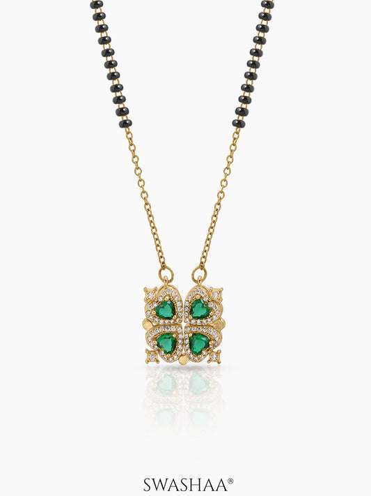 Emerald Shiny Clover Mangalsutra - Swashaa