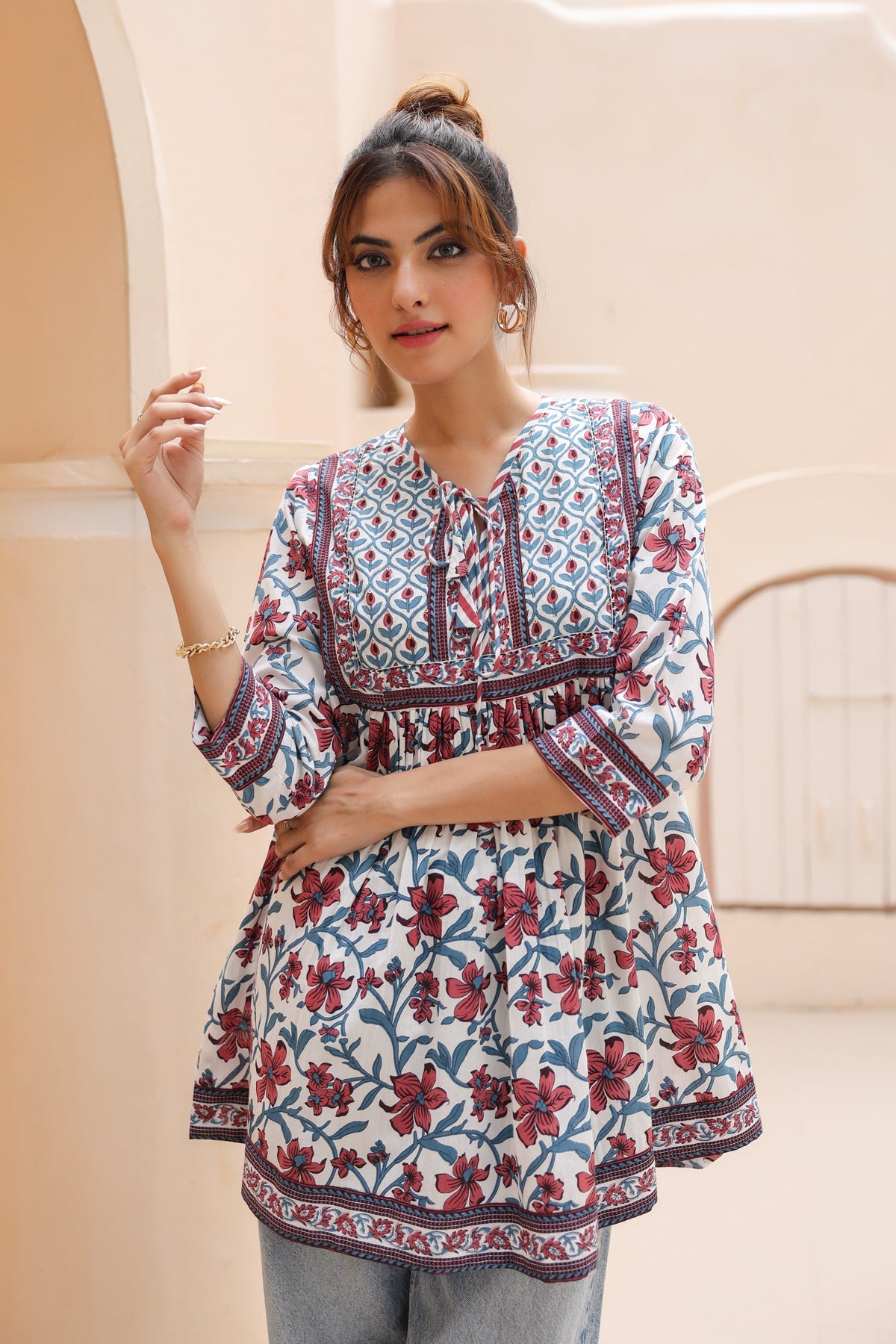 Empire Style Cotton Floral Top