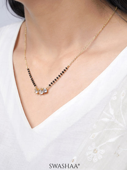 Esha Three Diamond Solitaire 14K Gold Plated Mangalsutra