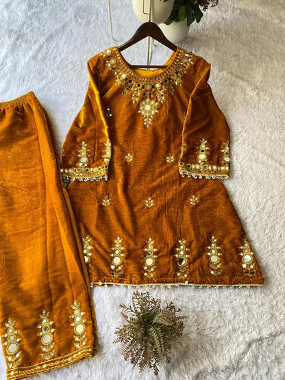 Ethenika Real Mirror Work Velvet Cord Set Ethenika.com
