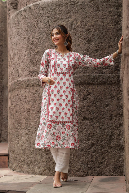 Ethnic Motif Cotton Kurta for Women