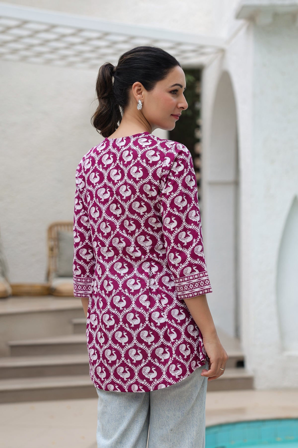 Ethnic Motifs Wine Kurti