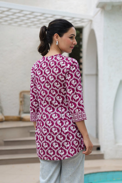 Ethnic Motifs Wine Kurti
