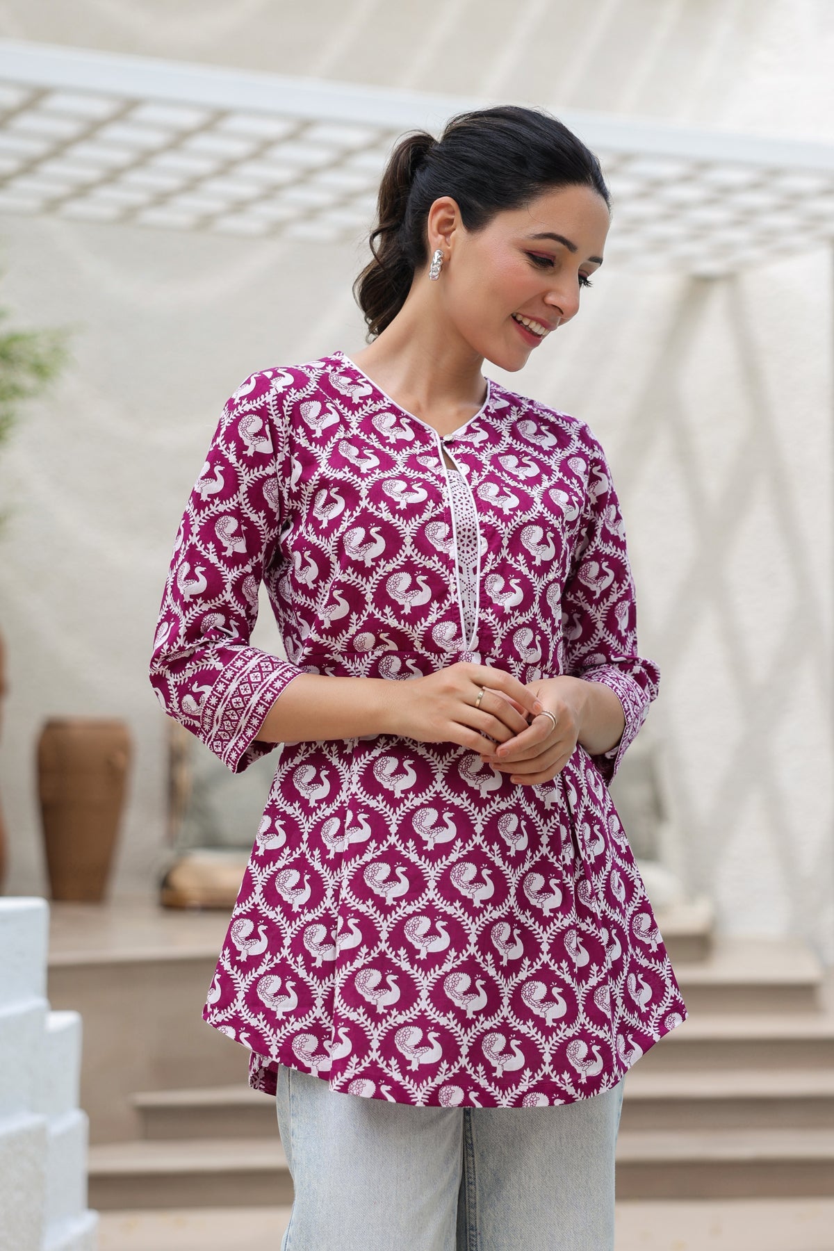 Ethnic Print Wine Kurti