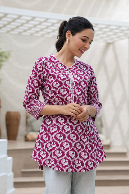 Ethnic Print Wine Kurti