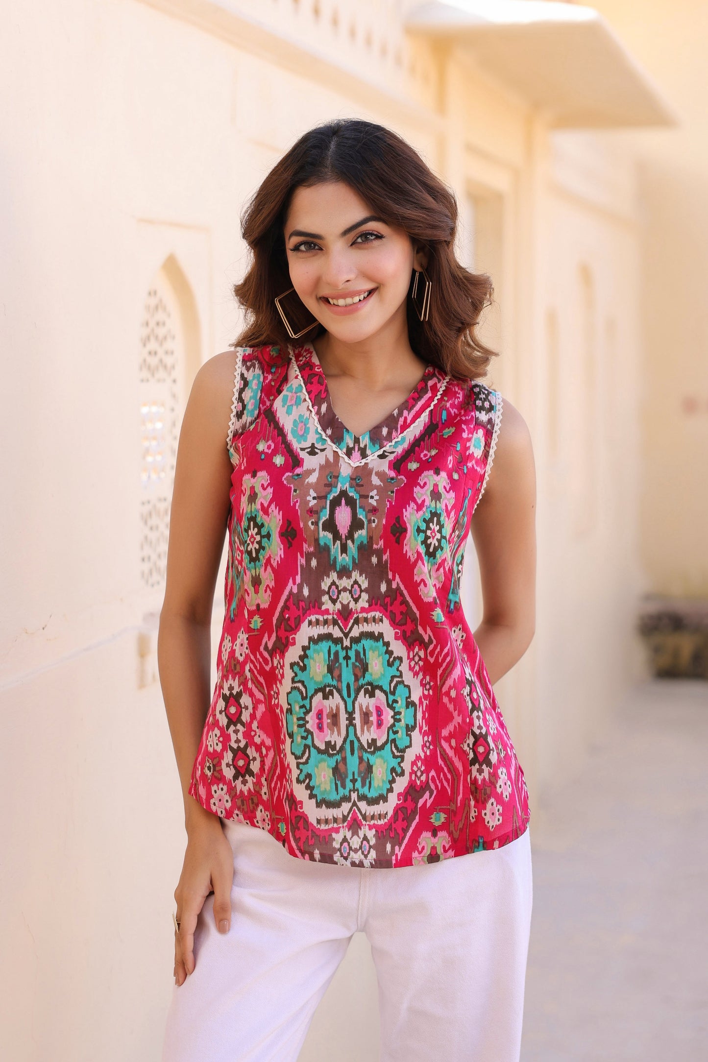 Ethnic motif printed top for women