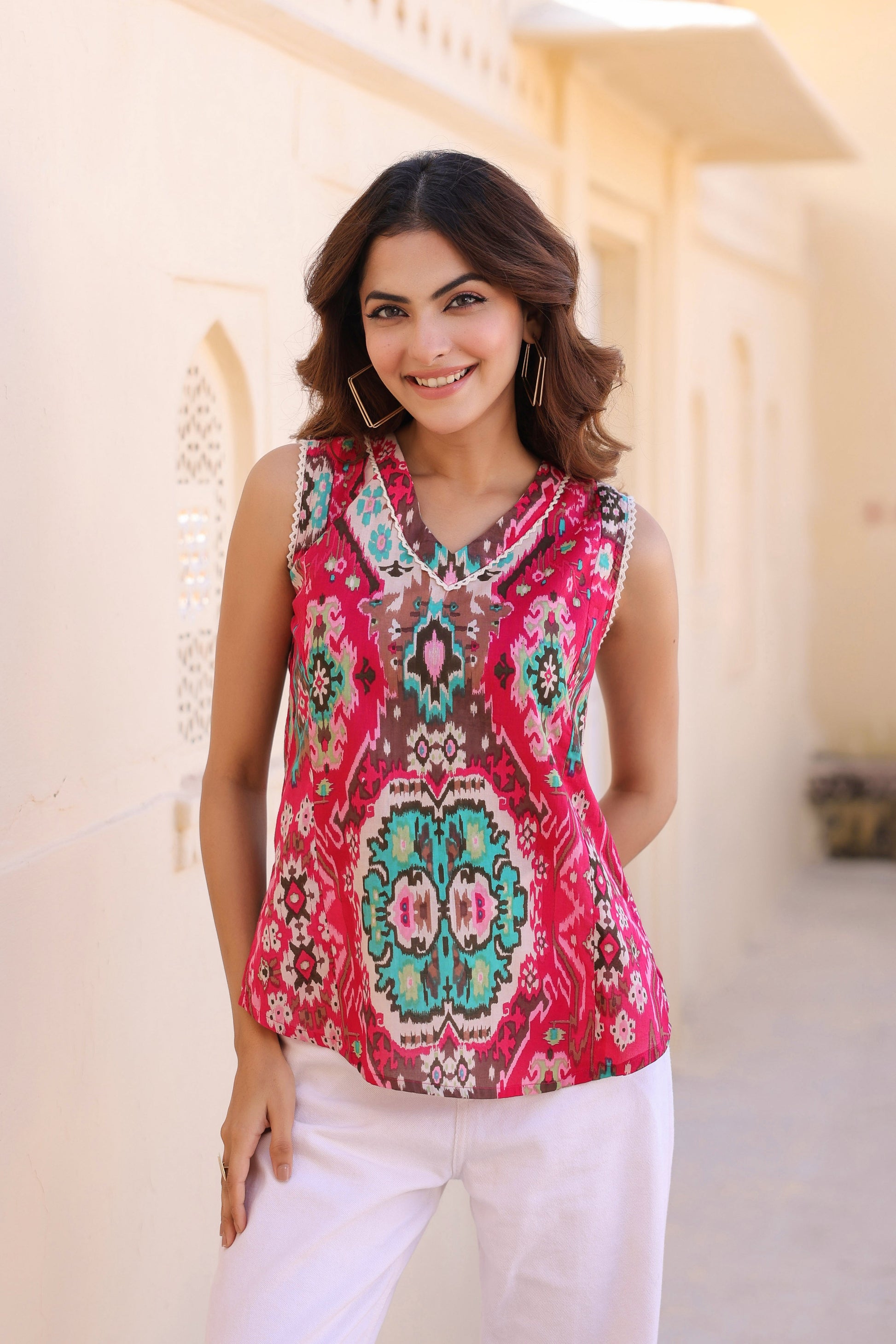 Ethnic motif printed top for women