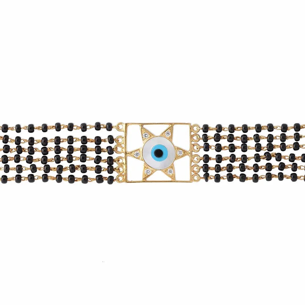 Evil eye silver star mangalsutra choker