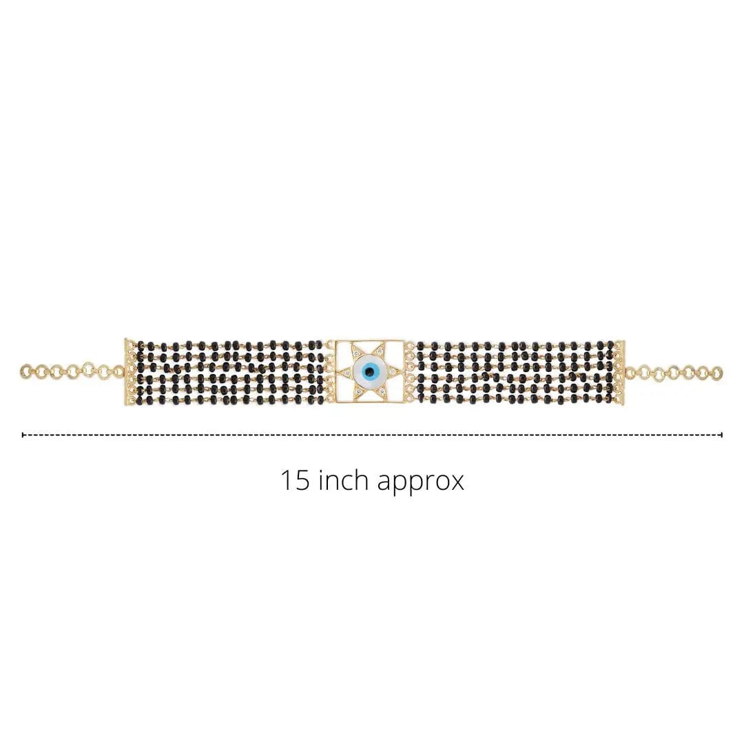 Evil eye silver star mangalsutra choker