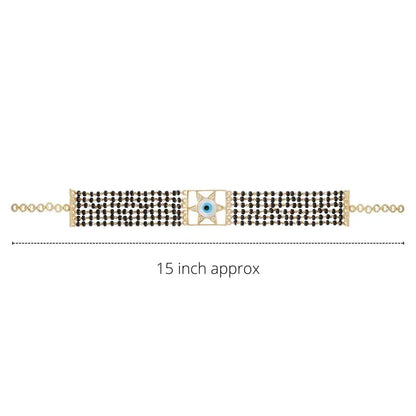 Evil eye silver star mangalsutra choker