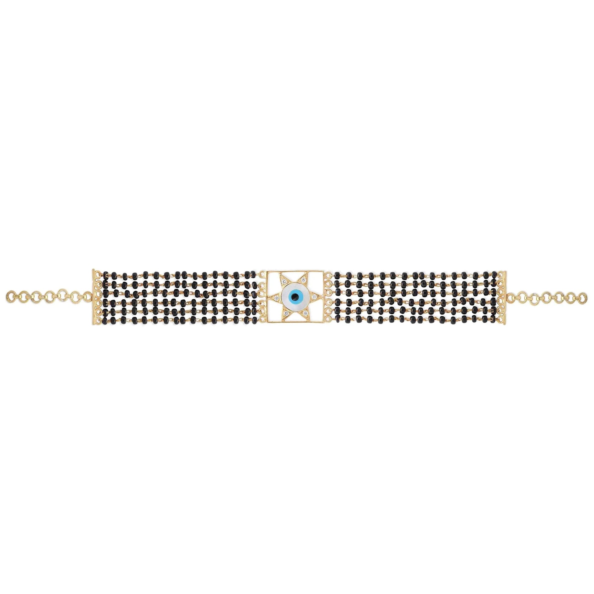 Evil eye silver star mangalsutra choker