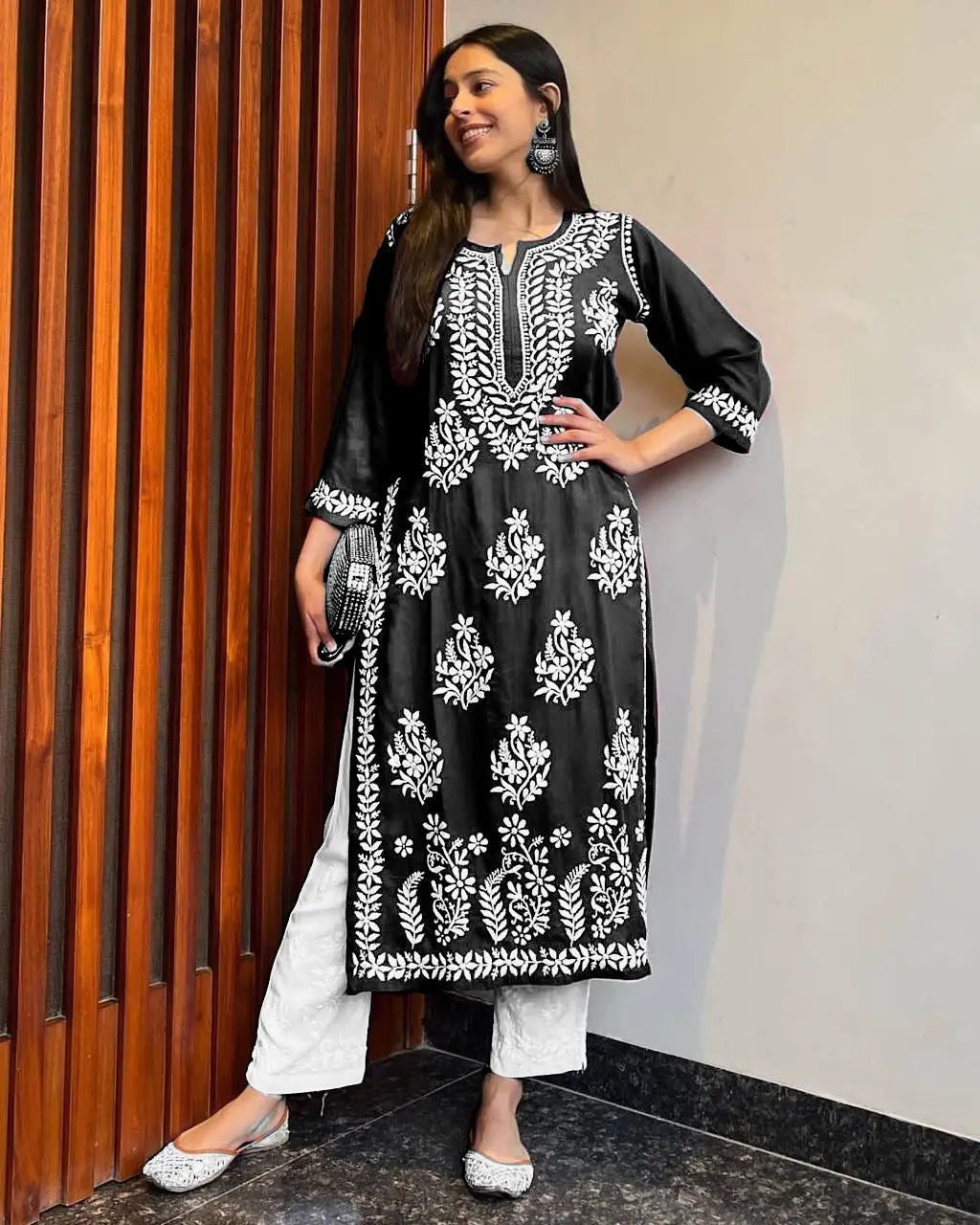 Chikankari Kurti Pant Set - Premium  from Ethenika.com - Just INR 1490! Shop now at Ethenika.com 