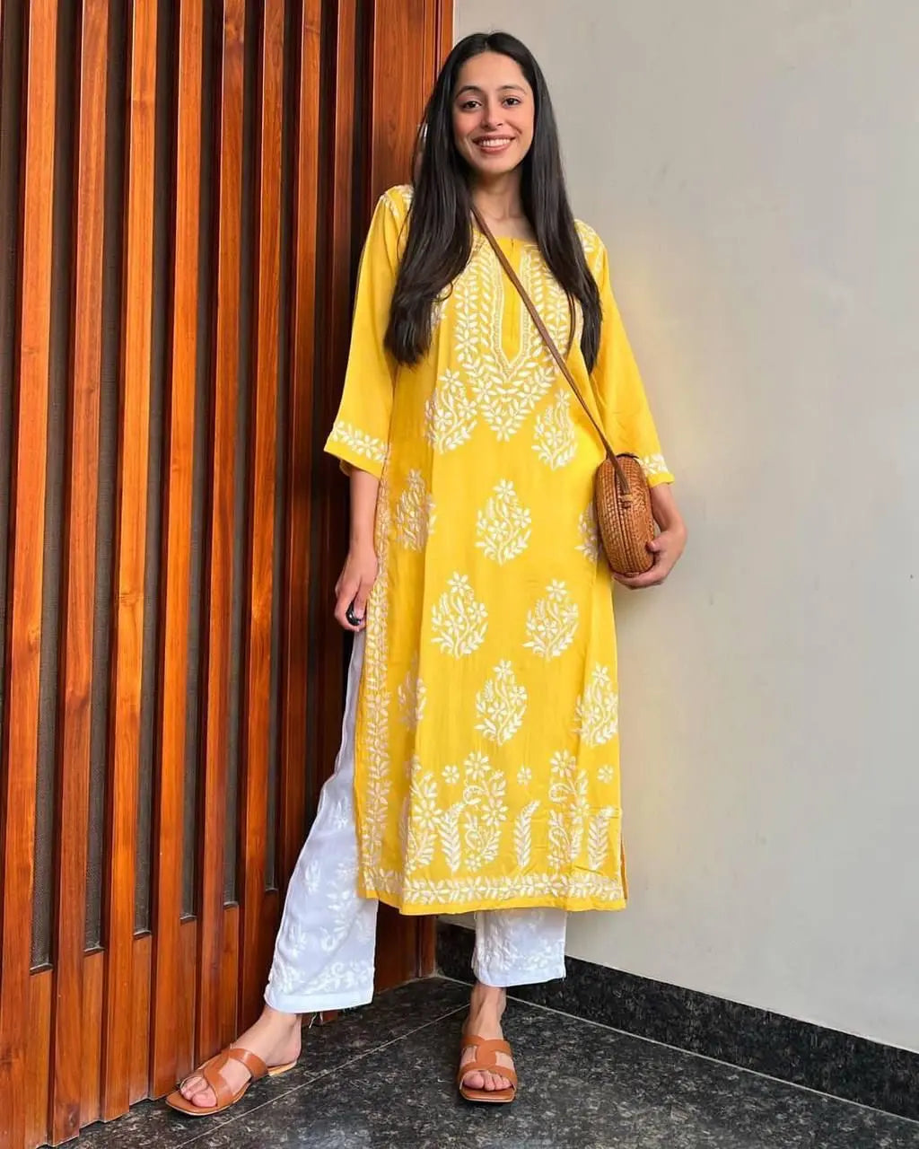 Chikankari Kurti Pant Set - Premium  from Ethenika.com - Just INR 1490! Shop now at Ethenika.com 