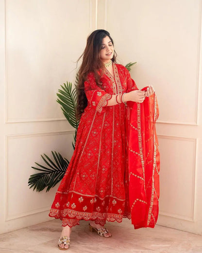 Premium Zari Weaving Printed Kurti Pant Dupatta Set (Stitched) - Premium  from Ethenika.com - Just INR 2590! Shop now at Ethenika.com 