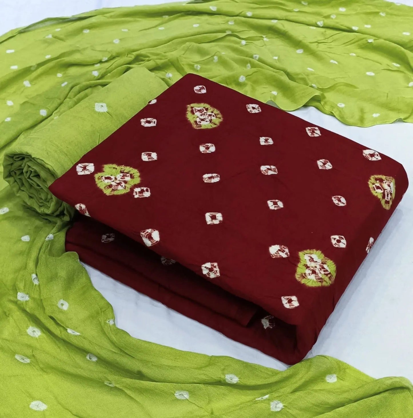 Dual Contrast Tye and Dye Bandhani Material (Unstitched) - Premium  from Ethenika.com - Just INR 1390! Shop now at Ethenika.com 